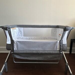 Gray Mesh Baby Bassinet with Star Design